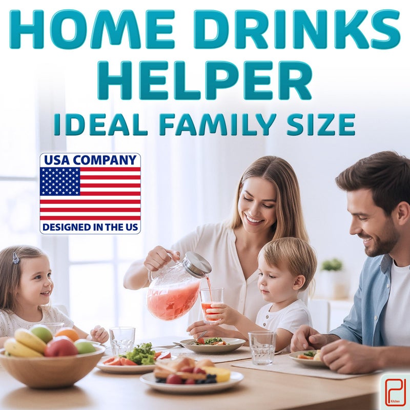 PJCKitchen Glass Pitcher with Lid and Spout - 2 Liter / 68 oz, Borosilicate Glass w/Handle - Carafe for Hot/Cold Beverages - Water Jug - Iced Tea Pitcher - Juice Server - by PJC-Kitchen - Image 4